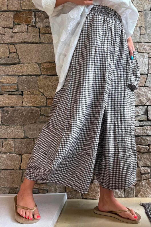 Arbi Gingham Pocket Culotte Pant Chocolate